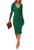 Viottiset Women's Wrap V Neck Long Sleeve Bodycon Midi Sweater Dress Winter Knit Belt Cocktail Dresses Dark Green XL