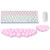 Cloud Keyboard Wrist Rest and Mouse Wrist Rest, PU Leather Memory Foam Ergonomic Wrist Rest for Computer Keyboard, Cute Keyboard Pad for Gaming, Office,Computer, Laptop, Easy Typing, Pain Relief, Pink