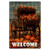 Welcome Funny Novelty Metal Signs Rustic Home Signs Orange Pumpkins Floral Harvest Festive Home Decor Metal Plaque for Garden Bedroom Restaurants 8x12in