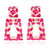 Hot Pink Rhinestone Rectangle Dangle Earrings Trendy Sparkly Crystal Geometric Drop Statement Earrings hypoallergenic for Women