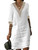 TS Women's Half Sleeve V-Neck Lace Ruffled Summer Dress Casual Ethnic Solid Basic Fashion Mid-Length Gifts White