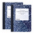 BAZIC Composition Book Blue Marble Unruled Ruled 100 Sheet Notebook, Blank Page Journal Comp Notebooks for School, 2-Pack