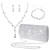 Yolev Bridal Wedding Jewelry Set Silver Clutch Purse Bag Evening Bag Rhinestone Jewelry Set Necklace Earrings Bracelet Prom Jewelry Set for Brides Bridesmaid