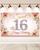 HTDZZI Sweet 16 Birthday Decorations, Rose Gold Happy 16th Birthday Backdrop Banner for Girls, Pink Floral Sweet Sixteen Party Decor, Sweet 16 Yard Sign Photo Booth Props, Fabric, 6.1ft x 3.6ft