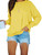 PRETTODAY Women's Casual Solid Sweatshirts Long Sleeve Crew Neck Tops Loose Pullovers (Yellow, Small)