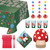 HOME & HOOPLA Garden Party Gnomes Forest Mushroom Shaped Paper Dinner Plates, Napkins, Cups, Forks, Table Cover, and Hanging Cutouts (Serves 16)