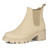 Athlefit Women's Chelsea Boots Fashion Lug Sole Chunky Heel Slip on Elastic Ankle Tan Booties Size 8