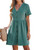 CUPSHE Women's Seersucker Button-Front Mini Dress Short Sleeves Dresses V Neck Dressing Casual Summer, X-Small Green