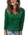 FEKOAFE Women's V Neck Sweaters 2023 Fall Trendy Long Sleeve Lightweight Knit Pullover Sweater Top Green L