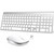 Wireless Keyboard and Mouse, USB Slim Compact Keyboard with Number pad, Ergonomics Quiet Keyboard Mouse for Laptop Computer PC Mac Windows, White Silver