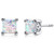 Peora Created White Fire Opal Earrings 925 Sterling Silver, Scroll Gallery Solitaire Studs, 2 Carats Total Princess Cut 6mm, Friction Back