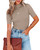 Nutssfiree Womens Short Sleeve Tops Summer Dressy Casual Ribbed Basic Mock Neck T Shirts Khaki
