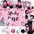 Balterever Spooky One Birthday Decorations for Girls Halloween 1st Birthday Balloon Garland Kit Pink Black with Spooky One Backdrop Ghost Balloon 3d Bat Stickers for Baby Girl Halloween Birthday Party