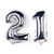 KIYOOMY 40 in Number 21 Balloon Kit Silver Gaint Jumbo Foil Mylar Balloons for 21 Birthday Party Adult Ceremony Anniversary Celebrate Parties Decorations (a Number 1 Balloon and 1 Number 2 Balloon)