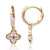 Sterling Silver Yellow Round Cubic Zirconia Clover Dangling on Huggie Earrings