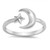 Open Crescent Moon Star Adjustable Ring New .925 Sterling Silver Band Size 5