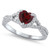 925 Sterling Silver Faceted Natural Genuine Red Ruby Heart Halo Promise Ring Size 13