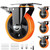 Casters Set of 4 Heavy Duty,5 Inch Caster Wheels with Brakes, Swivel Top Plate Casters No Noise Locking Castor with Polyurethane Wheels for Cart, Furniture,Workbench,Cabinet(Two Hardware Kits Include)