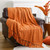 BATTILO HOME Fall Blankets and Throws, Orange Throw Blanket Decorative Knit Blanket for Couch Bed Fall Decor Home Decor 50"x60"