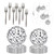 Ptdwaz 96psc Silver Birthday Party Supplies ?Disco Ball Party Decorations Tableware Disposable Disco Plates and Napkins Forks Party Supplies Disco Ball Paper Plateand Cocktail Napkins for Disco