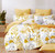 SLEEPBELLA Duvet Cover Set 600 Thread Count White Floral Cotton Bedding Set (Full, Yellow & White Botanical)