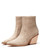 Coutgo Womens Pointed Toe Ankle Boots Block Stacked Heel Fall Booties Side Zipper Dress Shoes, Beige, Size 8