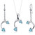 Peora Swiss Blue Topaz Pendant Earrings Necklace Sterling Silver Heart Shape 2.25 Carats