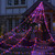 Halloween Spider Web Lights Decoration 455LED Spider Webs Halloween Decorations Outdoor with 59" Large Spider & 3.53oz Stretch Cobweb 16.4Ft Light Up Giant Spider Web (Purple & Orange)