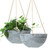 HECTOLIFE 2-Pack 10 Inch Hanging Planter?Indoor Outdoor Planter Pot?Plant Containers with Drainage Hole, Plant Pot for Hanging Plants,Hanging Flower Pot (Grey)