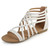 Journee Collection Womens Hanni Flat Gladiator Sandal Caged Multi-Strap Design Medium and Wide Width, White, 9