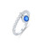 SILVERCLOSEOUT Rhodium Plated Sterling Silver Womens Thin Stackable Blue Cz Cubic Zirconia Dangling Charm Ring - Size 7
