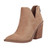 Kathemoi Womens Ankle Boots Slip on Cutout Pointed Toe Chunky Stacked Mid Heel Booties