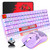 XINMENG 60% Mechanical Gaming Keyboard and Mouse Combo RGB Backlight Ergonomic Anti-ghosting 68 Keys 6400DPI Silent Honeycomb Mice Type-C Wired for Computer Mac Gamer (Purple & Blue Switch LT)