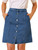 Allegra K Women's Denim Skirts Short Button Down Jeans Skirt Medium Blue