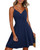 Newshows Women's Summer Homecoming Dresses 2023 Wrap Dress Spaghetti Strap Sleeveless V Neck Casual Swing Sundress with Pockets(Navy,Small)