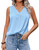 Zeagoo Womens 2023 Silk Satin Tank Tops V Neck Casual Cami Sleeveless Camisole Blouses Summer Basic Tank Top Light Blue