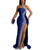 Nagfar Women Rhinestone and Sequin Birthday Party One Shoulder Backless Sleveless Sexy Club Night Out Dress Crop Top Velvet High Slit Clubwear(6365,Blue,M)