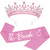 Ondder Bride to Be Set Crystal Bride to be Crown and Sash for Bachelorette Party Shiny Tiara + Glitter Sash for Bride Wedding Crown and Sash for Bridal Shower Bachelorette Party Decorations -Pink