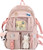 Stylifeo Kawaii Backpack with Cute Cow Plush Cute Pin Accessories Large Capacity Aesthetic School Bags Cute Bookbag for Girls Teen (Pink)