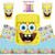 SpongeBob Party Supplies Pack Serves 16: SpongeBob Birthday Party Supplies, SpongeBob Plates Napkins Cups and Table Cover with Birthday Candles (Bundle for 16)