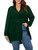 MakeMeChic Women's Plus Size Chiffon Button Down Blouse Long Sleeve High Low Button Up Shirt Dark Green 3XL