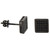 Sterling Silver Micro Pave Cubic Zirconia Small Square Screw back Post Earrings Black Rhodium Finish