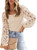 AlvaQ Women Pullover Sweater Tops Plus Siize Square Neck Lace Sleeve Ribbed Knit Jumper Sweater Casual Winter Clothes Apricot 1X
