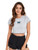 SweatyRocks Women's Basic Crop Top Short Sleeve Round Neck Tee T-Shirt Pale Grey M