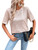 SweatyRocks Women's Casual Half Sleeve Crewneck Tee Metallic Drop Shoulder Oversized T Shirt Champagne M