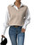 SweatyRocks Women's Sleeveless V Neck Ribbed Knit Split Pullover Sweater Vest Solid Apricot M