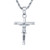 HELLOICE Crucifix Cross Necklace 18K Gold Plated Cross Pendant with 3mm 22" Rope Chain for Men Women (Crucifix Cross-Silver)