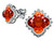 Star K Clover Earrings Studs with 8mm Clover Cut Simulated Mexican Orange Fire Opal Sterling Silver