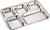 Zyrena Stainless Steel Rectangular Plate/Thali, Dinner Plate, 5 section each/Divided Plate for Dinner/Lunch - 13 inch