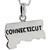 Sterling Silver Connecticut State Map Pendant, 1 inch Tall